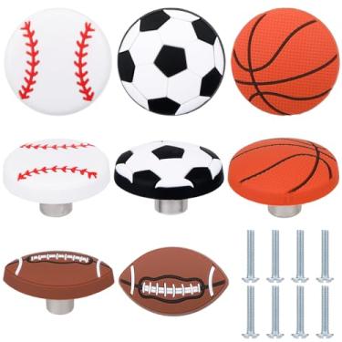 Imagem de Menkxi Puxadores de gaveta de bola esportiva para crianças, beisebol, basquete, cômoda, puxadores para meninos, futebol, esportes, berçário, ferragens, puxadores para decoração de festa de armário