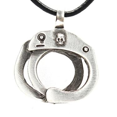 Imagem de Trilogy Jewelry algemas de estanho com pingente de caveira em colar de couro