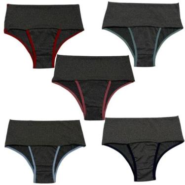 Imagem de Kit 5 Calcinha Modeladora Fitness Cós Alto Feminina Compressão Abdomin