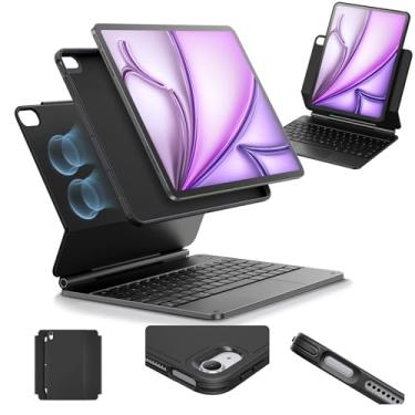 Imagem de ESR Teclado para iPad Air de 13 polegadas (M2, 2024), capa para iPad Air de 13 polegadas com teclado, suporte magnético de fácil configuração, modo retrato/paisagem, capa removível com trackpad