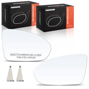 Imagem de A-Premium Vidro espelhado não aquecido do lado do motorista e do passageiro de 2 peças com placa de suporte compatível com Chevrolet Cruze 2016 2017 2018 2019 - Espelho retrovisor lateral externo