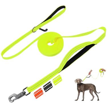 Imagem de Fida Coleira de treinamento para cães com alça de trânsito, guia longa refletiva de 9 metros e 15 m para cães/filhotes, lembrança, treinamento, agilidade, chumbo, design acolchoado macio para raças