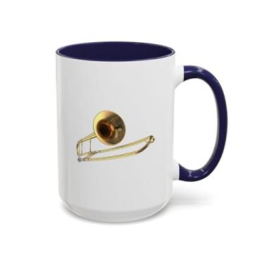 Imagem de Caneca de café com acento de instrumento musical - presente para amantes da música, caneca de banda, xícara de café trombone, utensílios de bebida para músicos