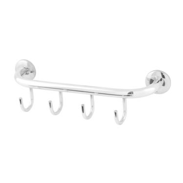Imagem de Cabide Suporte Roupas Aço Inox Alumínio 4 Ganchos