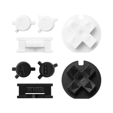 Imagem de SING F LTD 2 conjuntos de botões liga/desliga teclados A B botões D pads botões de substituição de plástico compatível com Nintendo Game Boy cores preto e branco