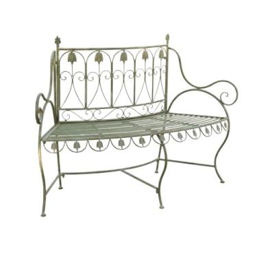 Imagem de Banco ao ar livre Jardim Vintage Verde com Banco de Encosto, Varanda Externa Ferro Duplo Assento, para Varanda Quintal Pátio Parque Cadeiras de Assento Banco de jardim