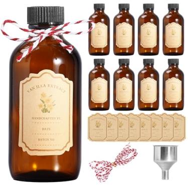 Imagem de Jarsoph Frascos de vidro âmbar de 227 g, 8 peças - frascos de vidro marrom para extrato de baunilha caseiro, óleos essenciais, fitoterapia, artesanato DIY - Pacote com 8 frascos com proteção UV para