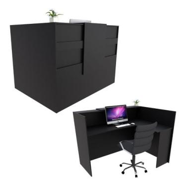 Imagem de Balcão Caixa em L 140cm Preto - Linha Premium- Mod 1.1 - Marcenaria On