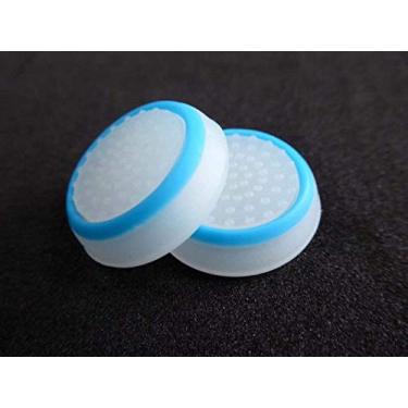 Imagem de Boné Joystick de silicone com aderência analógica, capa de polegar para controle de jogos PS4 PS3 Xbox One Xbox 360 (branco-azul)