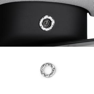 Imagem de BETTERHUMZ Adesivo de webcam frontal para interior de carro compatível com Tesla Model 3 2023-2020 modelo Y 2024-2020 de fibra de carbono, acessórios de anel de câmera para espelho retrovisor (prata)
