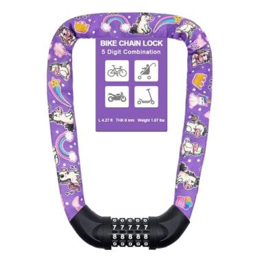 Imagem de NDakter Cadeado de corrente de bicicleta, cadeado de corrente de bicicleta antifurto resistente, 12 metros (unicórnio)