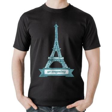 Imagem de Camiseta Algodão Torre Eiffel Amazing - Foca na Moda, Preto, GGG