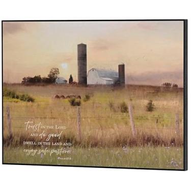 Imagem de Dicksons Placa decorativa de parede Trust In The Lord And Do Good Psalm 37:3 marrom dourado MDF 40,6 x 28,8 cm