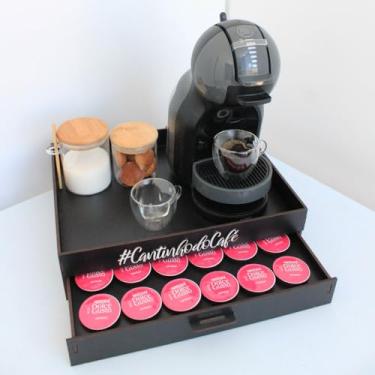 Imagem de BOXFAN Porta Cápsulas Café Bandeja Cantinho do Café Organizadora Gaveta Dolce& Gusto Mdf Cor Preta
