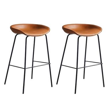 Imagem de Lzyjckh Conjunto de 2 bancos de bar, Cadeiras altas modernas de balcão de bar Bancos de bar de altura de balcão para ilha de cozinha, balcão, sala de jantar,Orange,65 cm high