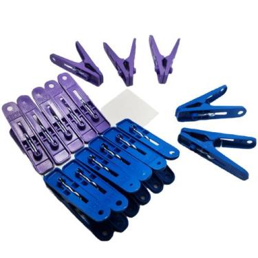 Imagem de Prendedores VERDE E ROXO De Roupa Plástico Varal Pregador Com 16 Unida