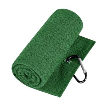 Imagem de YIJU Toalha de golfe Toalha de golfe Bom absorvente Waffle Pattern Golf Ball Cleaner Toot, Verde