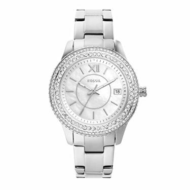 Imagem de Fossil Relógio feminino Stella Sport de quartzo multifunções com destaque em cristal, Prata/madrepérola, Regular, Stella