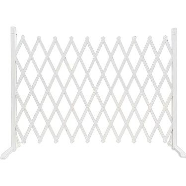 Imagem de Cerca decorativa de jardim cerca de madeira anticorrosiva ao ar livre, cerca telescópica, suporte de flor em grade/divisória para animais de estimação de jardim, cerca decorativa de jardim de infância