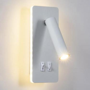 Imagem de HOSETEON Luz de leitura de LED para montagem na parede, arandela de parede ajustável com interruptor, lâmpada de cabeceira flexível, refletores de parede giratórios, lâmpadas de cabeceira para quarto