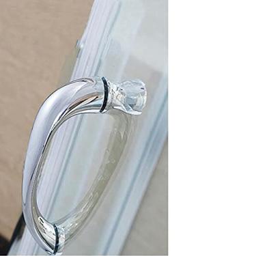 Imagem de Maçaneta de porta push-pull de aço inoxidável prata 304 para casa de banho, puxador de porta de vidro de um lado, acessórios de hardware de porta de vidro simples (tamanho: 140 mm) (prata 160 mm)