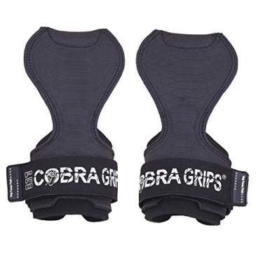 Imagem de Luvas de levantamento de peso profissionais da Cobra Grips com alças resistentes, ganchos de levantamento de potência alternativos, melhores para levantamento de peso e neoprene ajustável, suportes de pulso acolchoados para musculação, PRO Black Sway Leather