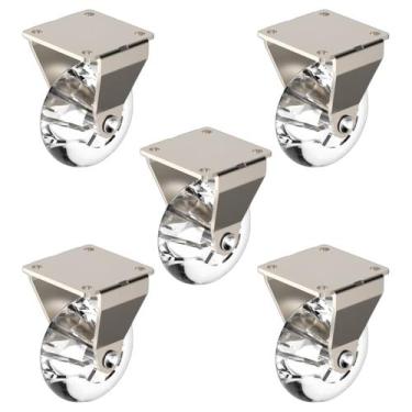 Imagem de Jogo 5 Rodizio Roda Gel Silicone 50mm Fixo Placa Anti-risco - SOPRANO