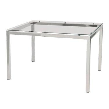 Imagem de Mesa de Jantar Retangular com Tampo de Vidro Tube Cromada 120 cm