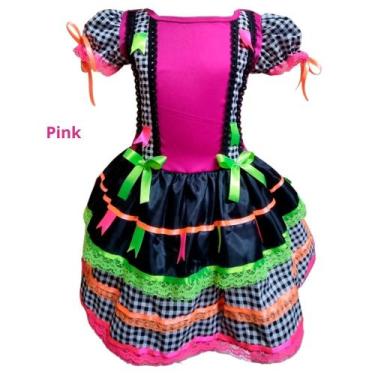 Imagem de Fantasia Vestido Junino Infantil - Mundo Encantado Fantasias, Pink, M
