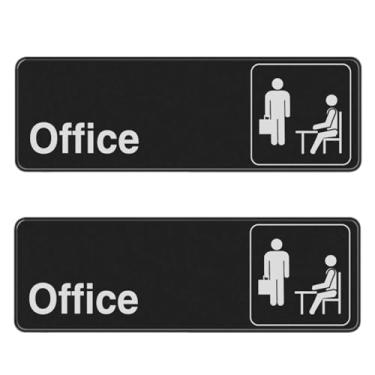 Imagem de 2 placas de escritório para portas e paredes - Home Office School Shop Small Business Café Restaurante Hotel Aluguel de férias Sinal autoadesivo durável Símbolo de impacto visual SEM FERRAMENTAS