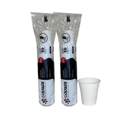 Imagem de 2 Pacotes de Copo de 160ml branco Antiestático PS Copaza com 50 unidad
