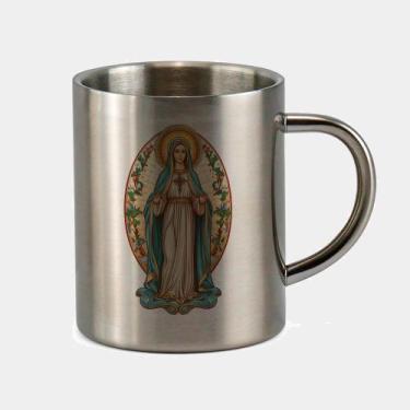 Imagem de Caneca de Inox Premium Prateada 400ml Santo Nossa Senhora de Fatima Ig