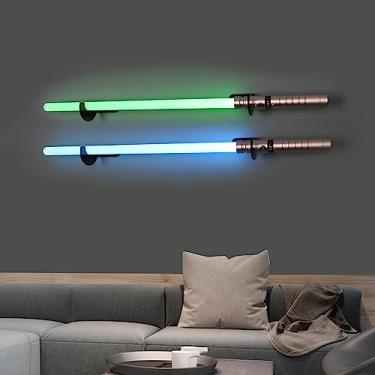 Imagem de Suporte de parede de sabre de luz - suporte de parede de sabre de luz (preto 2 conjuntos) - suporte de sabre de luz para parede - suporte de sabre de luz - suporte de sabre de luz - suporte de parede