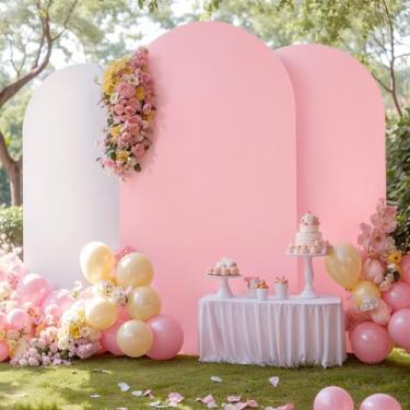 Imagem de Conjunto de 3 capas de arco, branco, rosa, pano de fundo elástico, 1,5 m, 1,8 m, 1,8 m, chá de bebê, festa de aniversário, casamento, arco de elastano, decoração de banquete, chá de panela