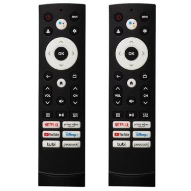 Imagem de RIVIERA Controle remoto de voz Hisense de substituição para Smart TV Hisense Google Andriod UHD QLED 4K com comando Alexa e Netflix Primevideo YouTube Disney+ Tubi Peacock Hot Keys pacote com 2
