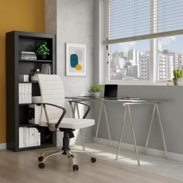 Imagem de Cadeira de Escritório Diretor Giratória Delft Branca - Mobly