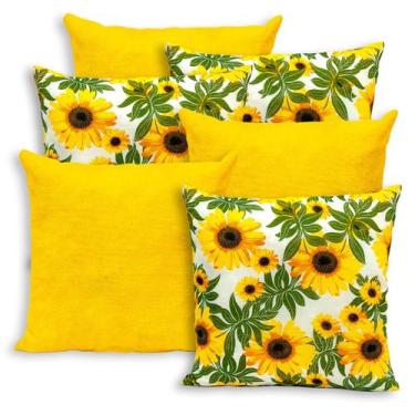 Imagem de Kit 6 Capas de Almofada Lisa e Estampada 40x40cm Zíper Gorgurinho - BE