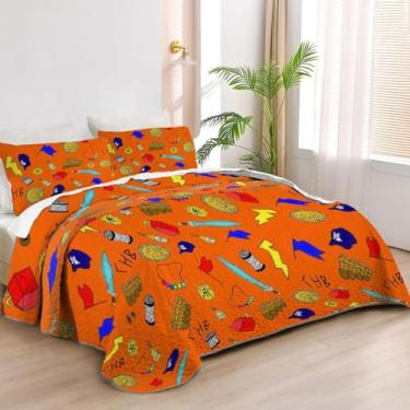 Imagem de Allenjoy Jogo de cama solteiro Demigod Adventures Colchas Heróis Gregos Conjunto de Cama Tecido Lavável com 1 Fronha SC00035-007