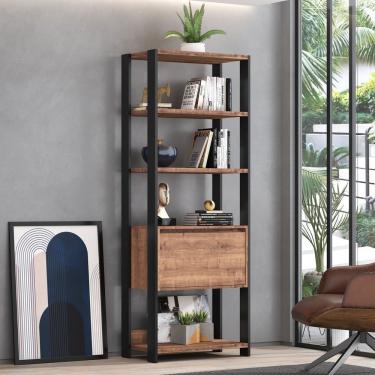 Imagem de Estante Industrial 1 Porta 4 Prateleiras M109 Preto/Solanum