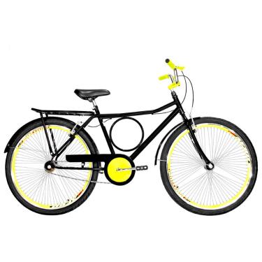 Imagem de Bicicleta Masculina Aro 26 Barra Circular Aero 72 Furos Cor Preta E Amarela