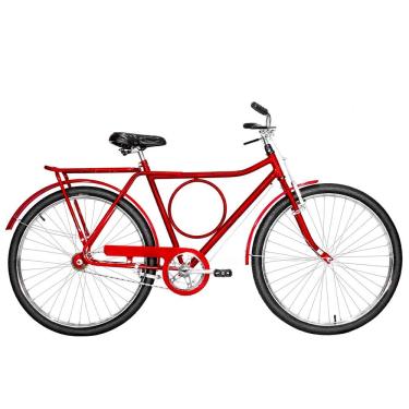 Imagem de Bicicleta Masculina Aro 26 Barra Circular Varão Alumínio Natural Cor Vermelha