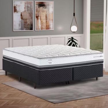 Imagem de Cama Box Queen Size Herval C1634 Com Molas Ensacadas E Pillow Top One Side 67x158x198cm Cinza E Preto