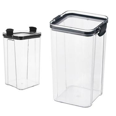 Imagem de Pote Hermetico Tampa Com Trava 1300ml Acrilico Transparente Conserva Veda Alimento