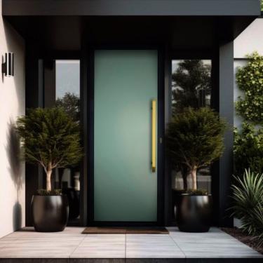 Imagem de Porta De Aluminio 210x90cm Com Puxador Super Murano Brimak Preto Dourado