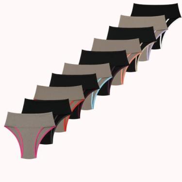 Imagem de Kit 10 Calcinhas Femininas Cós Alto Compressão na Barriga - Queenze, P