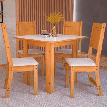 Imagem de Mesa de Jantar 4 Lugares índia Freijó/Off White - Pnr Móveis, Marrom, 