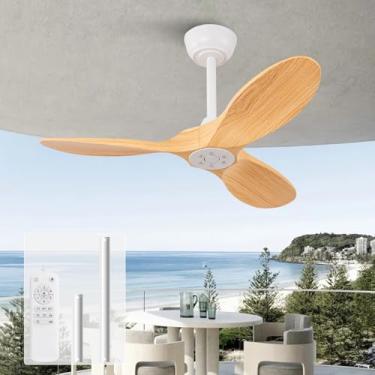 Imagem de KBZZ Ventilador De Teto 36" Sem Luz, 6 Velocidades, Motor Cc Reversível E Silencioso, 3 Pás Abs, Moderno Com Controle Remoto Para Ambientes Internos, Externos, Fazenda, Quarto, Sala Estar