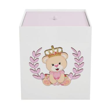Imagem de Lixeira Kit Higiene MDF com Tampa Quarto Bebê Ursa Coroa - Neném na Nu