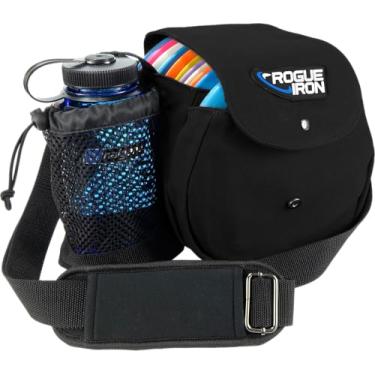 Imagem de Rogue Iron Sports Bolsa Tipo Mochila Para Golfe Disc - Tiracolo Frisbee Comporta Até 14 Discos, Garrafa De Água Grande 32 Oz E Acessórios V2 (14 Cinza) (Preto)