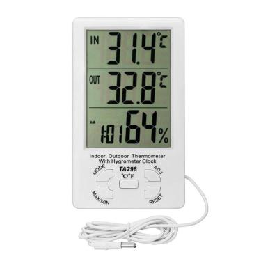 Imagem de Relogio Estacao Metereologica Higrometro Temperatura Umidade Interna Externa Com Sonda Termometro Mesa Parede